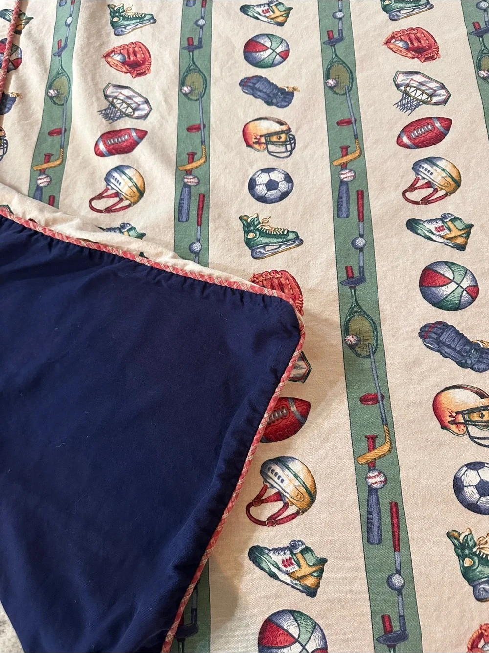 VTG 100% Cotton Duvet Cover Bloomcraft  Football Basketball Soccer Golf Striped